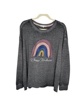 C&C California "Choose Kindness" Graphic Long Sleeve Gray Top, 1X
